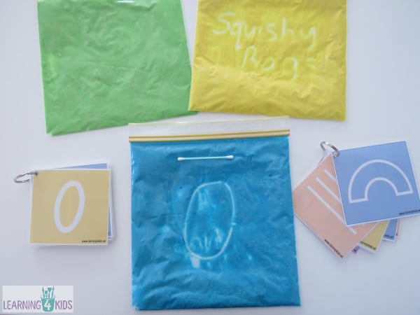 Pre-writing on squishy bags
