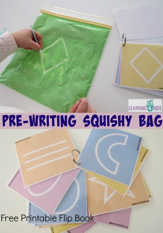 free Printable Flip Book to use with Pre-writing squishy bag