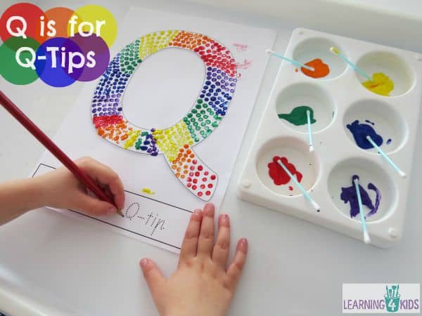 Q is for Q-Tips Letter Q Activity with free printable