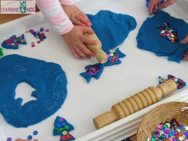 The Rainbow Fish by Marcus Pfister inspired play dough activity