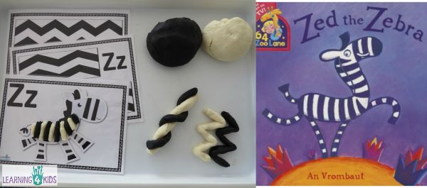 Zed is for Zebra - zig zag zebra play dough activity learning the letter z