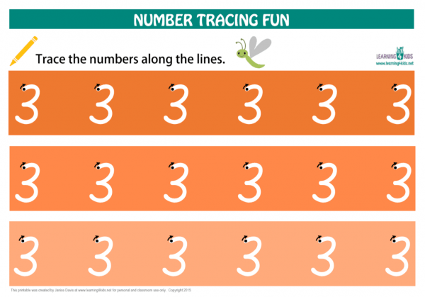 Printable Number Tracing Mat Number 3