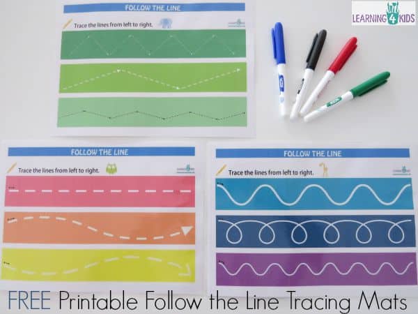 Free Printable Follw the Line Tracing Mats