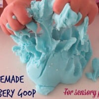 Homamde rubbery goop recipe for sensory play opportunities - so simple to make - no toxic and safe for kids!