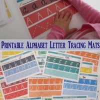 Printable Alphabet Letter Tracing Mats avalable in two fonts - fun rainbow theme and matching pictures