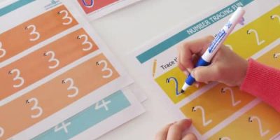 Printable Number Tracing Mats with dots and arrow for guidance