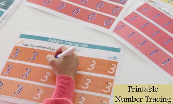 Printable number tracing mats