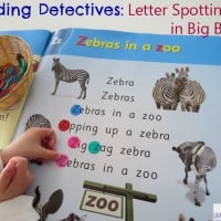 Reading Detectives - letter spotting in big books, can also be done with numbers, sight words and phonics