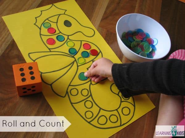 roll and count activity for kids