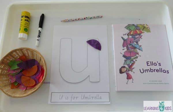 Aktivitäten für den Buchstaben U - ellas Regenschirme