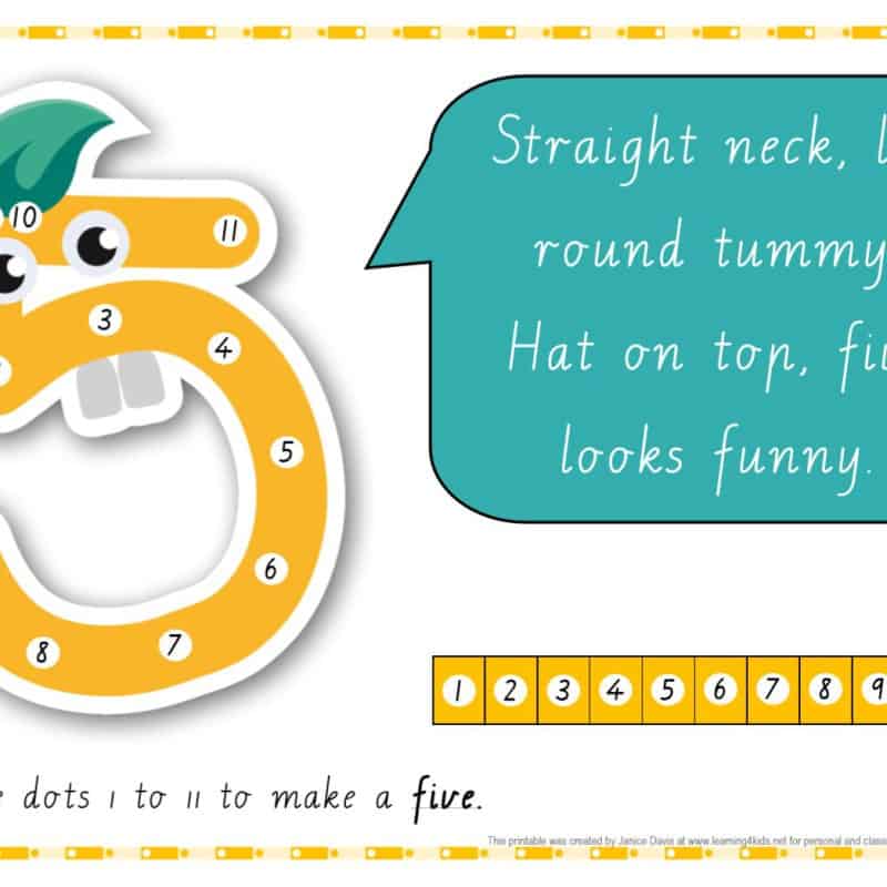 DottoDot Number Rhyme Charts (Cursive Print) Learning 4 Kids