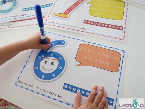 Dot-to-dot number rhyme charts for printing - a fun way to learn how to write numbers
