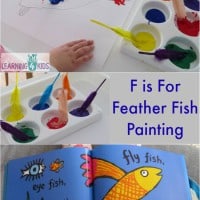F is for feather fish painting - letter F activity inspired by the story Hooray for Fish by Lucy Cousins