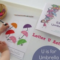 U is for Umbrella - Letter U Book inspired activity from Ella's Umbrellas by Jennifer Lloyd