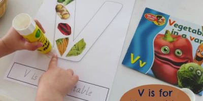 V is for Vegetable Collage - Letter V Activity with Free Printable