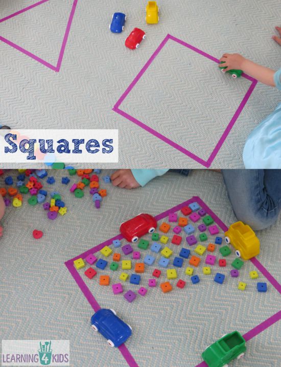 learning about squares through hands-on activities