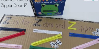 How to make a zipper board - letter z activity inspired by the book Zip it by Patricia Hegarty
