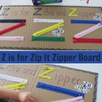 Letter Z Activity, Homemade Educational Toy - Z is for Zip it Zipper Board.