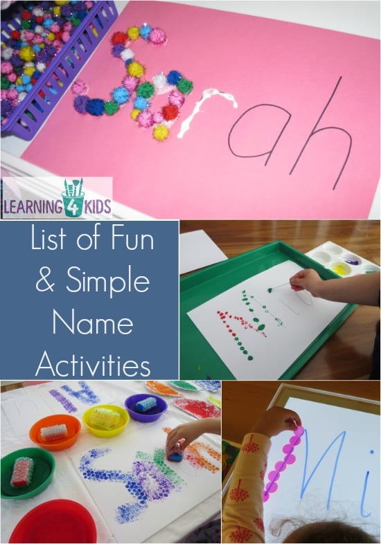 List of Simple and Fun Name Activities | Learning 4 Kids