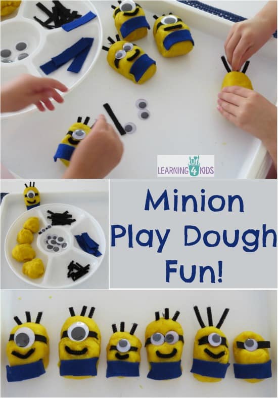 Minion Play Dough - lots of ideas play creativly and learning opportunities