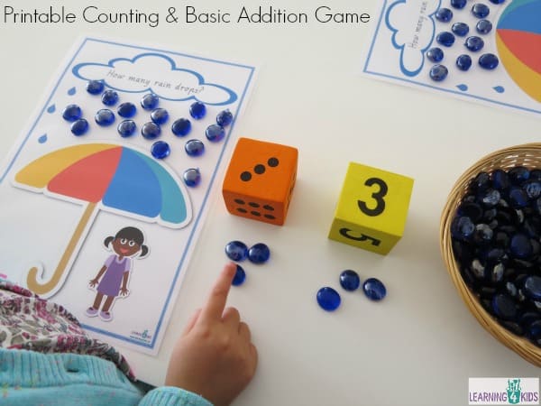 Printable Counting and Basic Addition Game number 1 -20