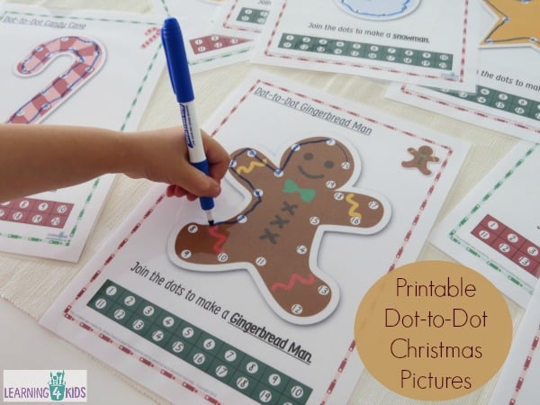 9 Pages - Printable Dot-to-Dot Christmas Pictures - Part of the ULTIMATE Christmas Printable Activities Pack by Learnin 4 Kids
