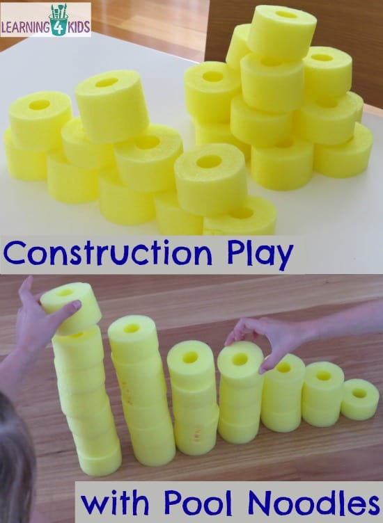 Construction play with Pool noodles - the ideas are endless!