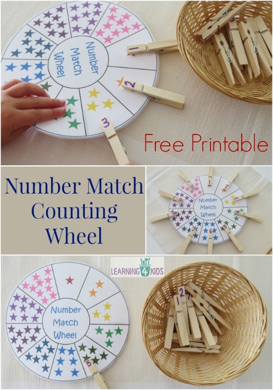 Free Printable Number Match Counting Wheel | Learning 4 Kids