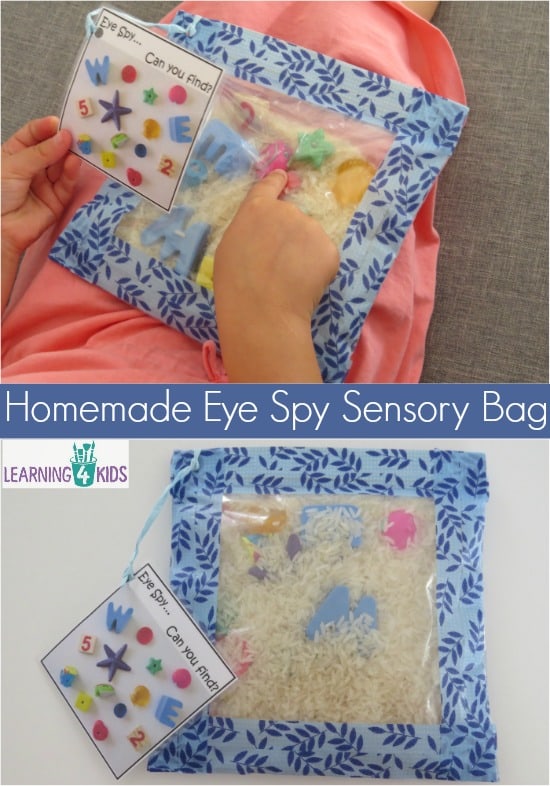 Homemade Eye Spy Sensory Bag - Keeping