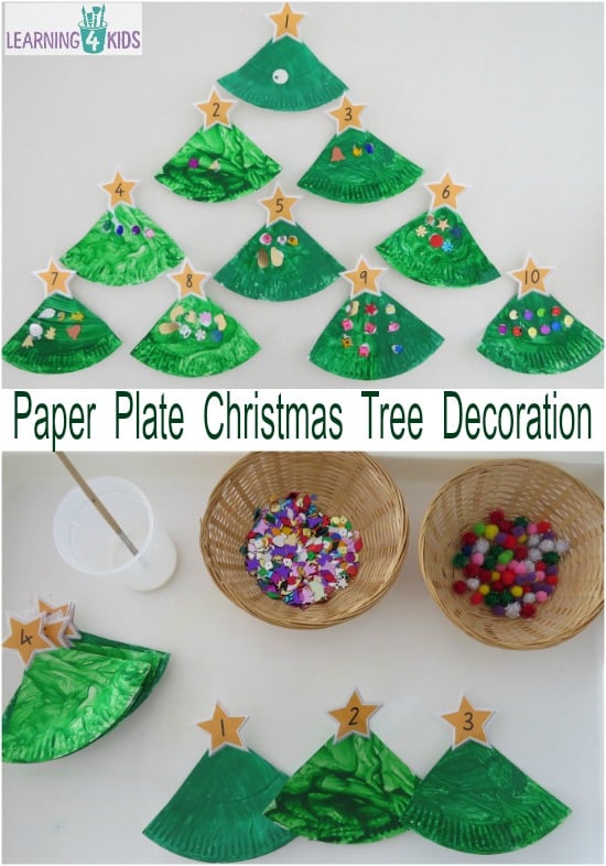 Paper Plate Christmas Tree Counting Decoration | Learning 4 Kids