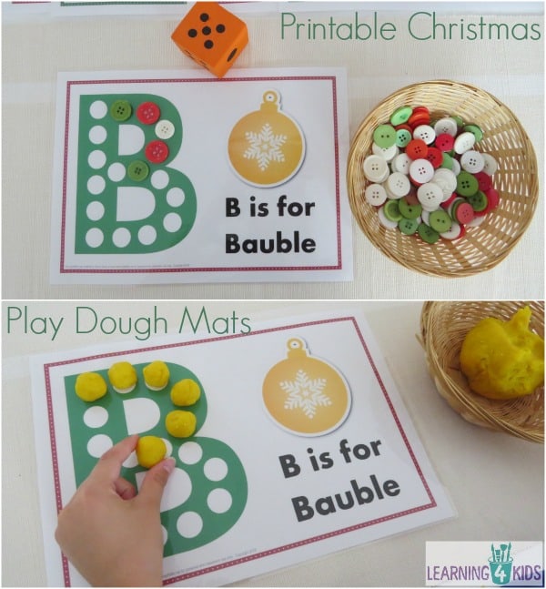 Printable Christmas Play Dough Mats 6 pages included