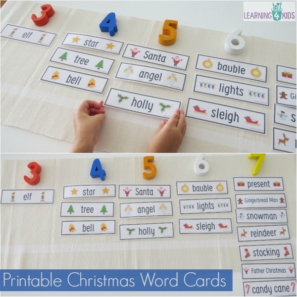 Printable Christmas Word Cards (lots of activity ideas) - Part of the ULTIMATE Christmas Printable Activity Pack