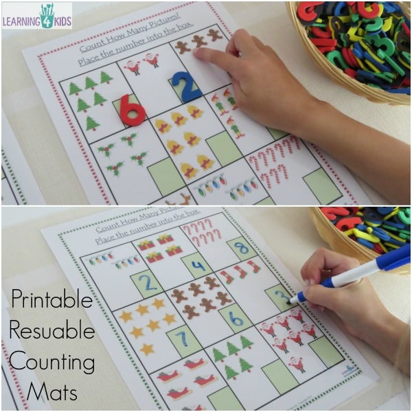 Printable and reusable counting mats - includes 6 pages and also a black line masters worksheet