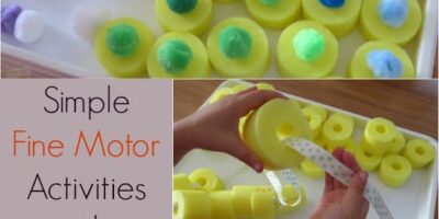 Simple and fun fine motor activities using pool noodles, threading, balancing, matching colours and construction.