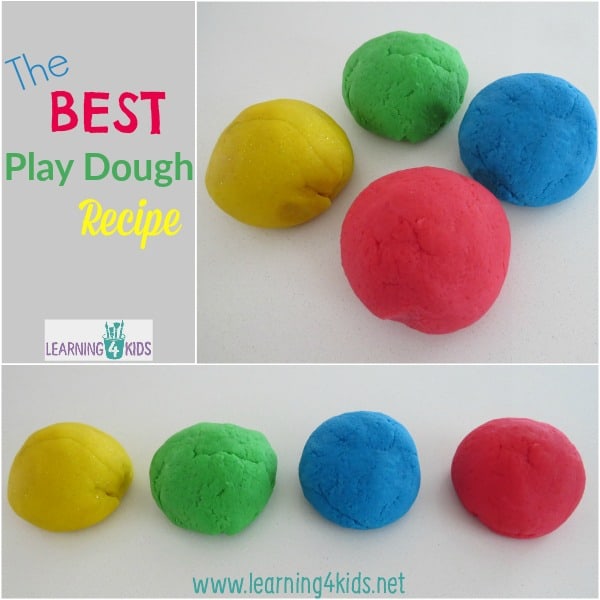 Simple, easy to make play dough recipe.  Everyone has a play dough recipe they love, this one is mine!  Turns out great every time!