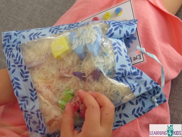homemade toy - eye spy sensory bag