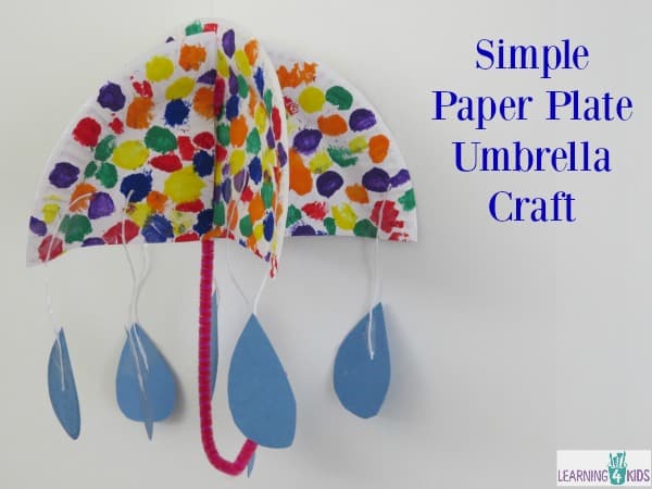 how to make an umbrella craft using a paper plate. letter u activity