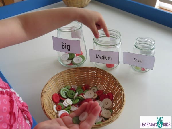 measurement activity - big medium and small sort