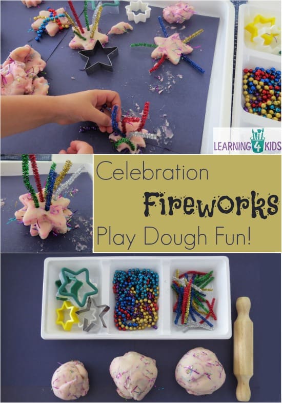 Celebration Fireworks Play dough Fun Activity.  Celebration activities or New year's activities for kids