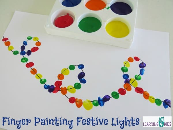 Finger Painting Festive Light - simple and fun Christmas Activity by Learning 4 Kids