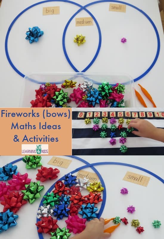 Fireworks (aka bows) maths ideas and activities  great new years theme acitivities