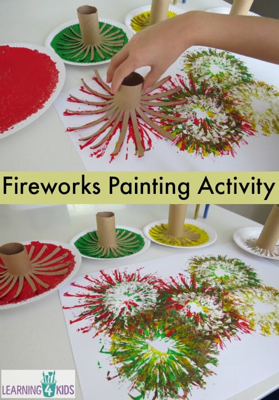 Fireworks painting activity - great new year's or other celebrations activity.