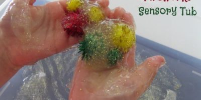 Sparkly Fireworks theme sensory tub, great new year's or celebration activity.