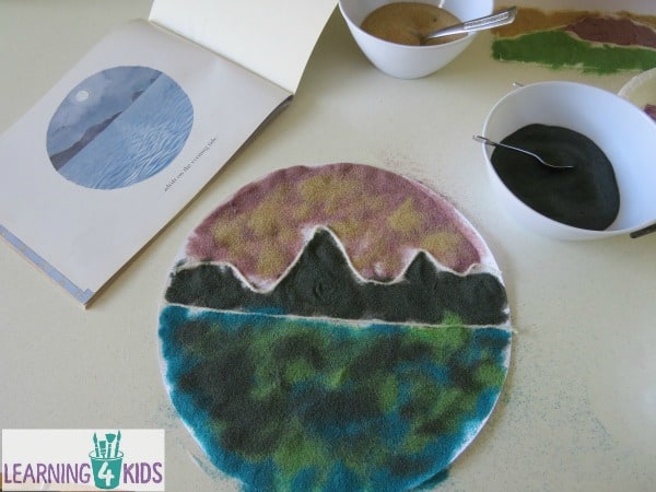 Creating Landscapes - sand art inspired by Alison Lester's story Magic Beach