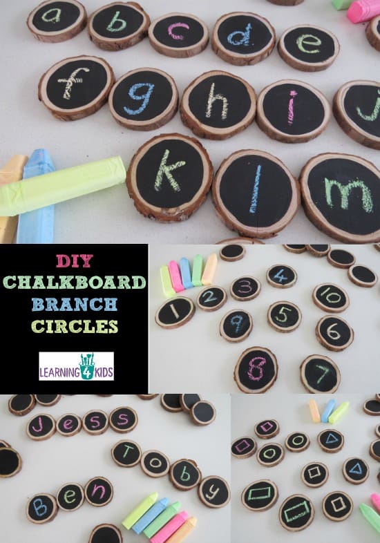 DIY Chalkboard branch circles - lots of fun activities and ideas to use them.