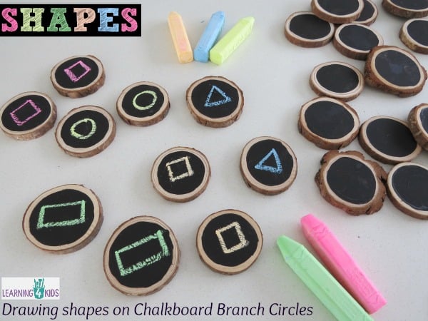 Drawing Shapes activity - homemade chalkboards