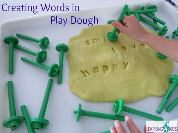 Literacy centres - creating words in play dough