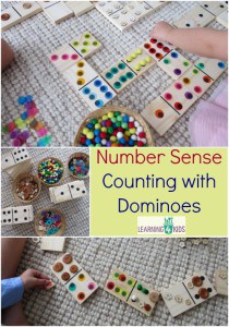 Number Sense - Counting with Dominoes. I love these large wooden domino blocks!