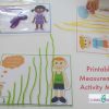Printable Measurement Activity Mats - using string, play dough, sticks and other items to compare and order length