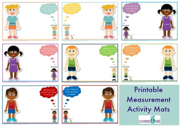 Printable Measurement Mats available in 2 fonts - measuring length shortest to tallest - available in 2 fonts